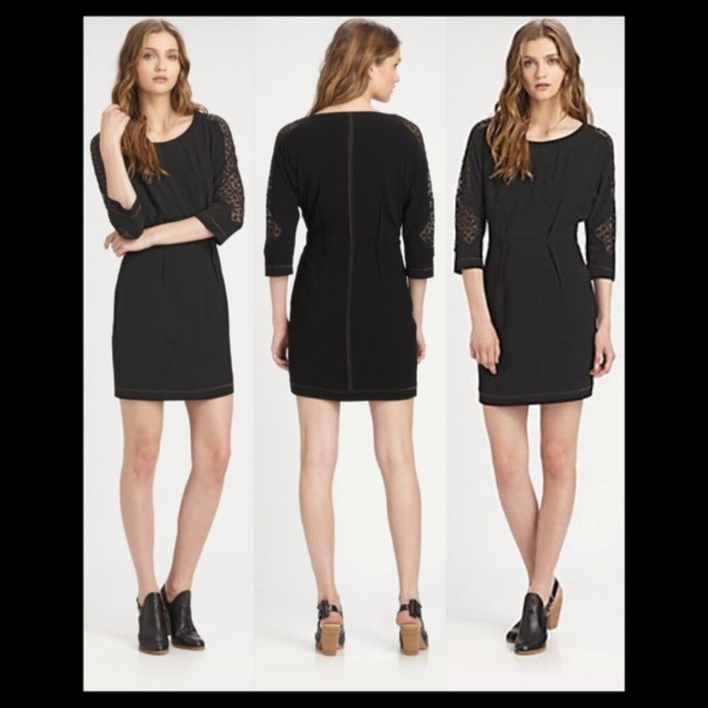 New rag & bone Gayatri lace panel insert contrast tailored minimalist minidress